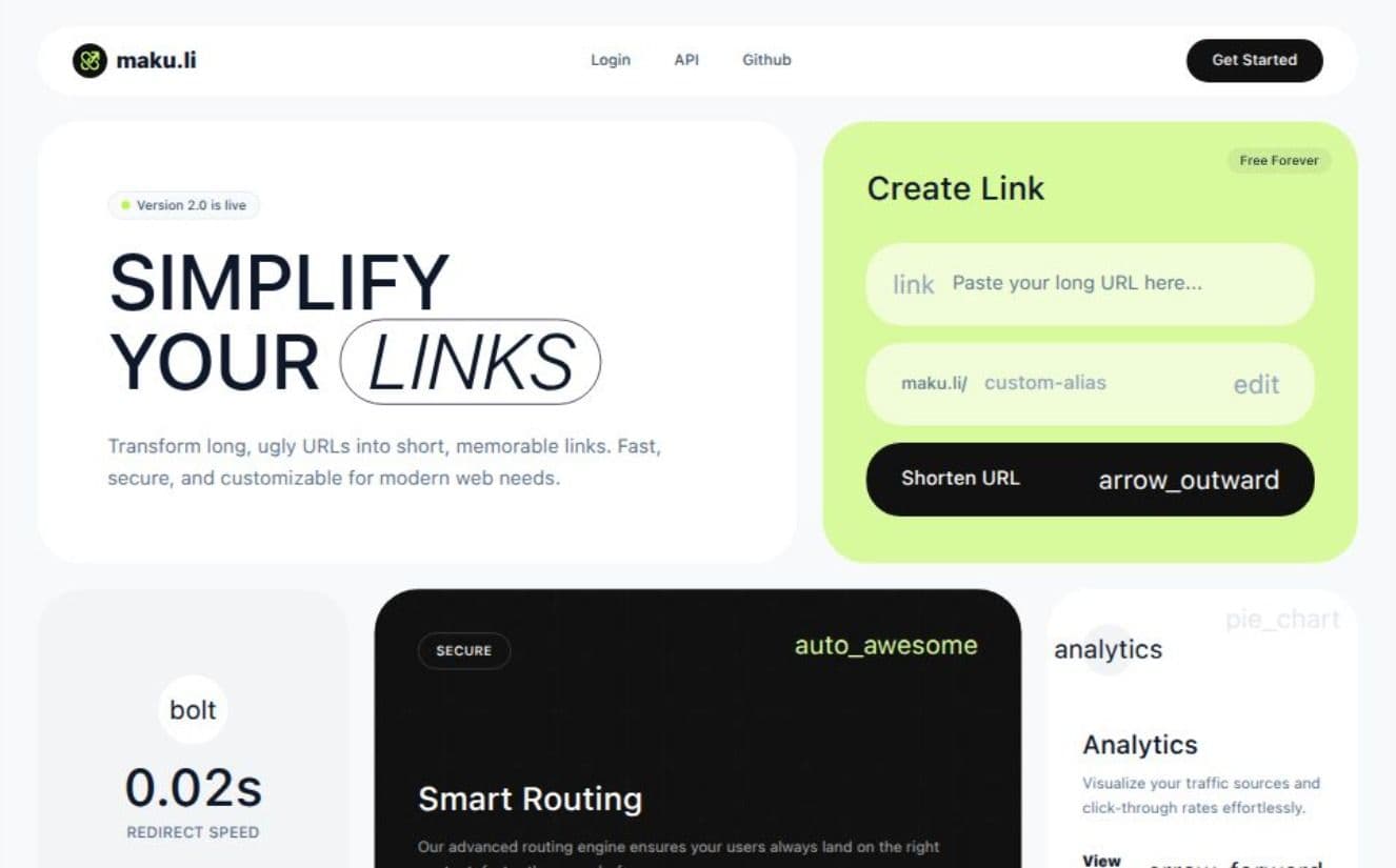 Screenshot of MAKU URL Shortener project